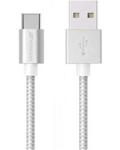 Mobigear Nylon USB-A naar USB-C Kabel 1 m - Wit