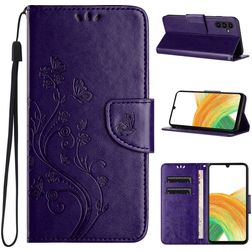 Mobigear Flowers Samsung Galaxy A35 Hoesje Bookcase Portemonnee - Paars