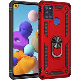 Mobigear Armor Ring Samsung Galaxy A21s Hoesje Hardcase Backcover Shockproof met Ringhouder - Rood