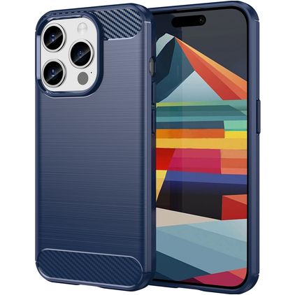 Mobigear Brushed Slim iPhone 15 Pro Hoesje Flexibel TPU Backcover - Blauw