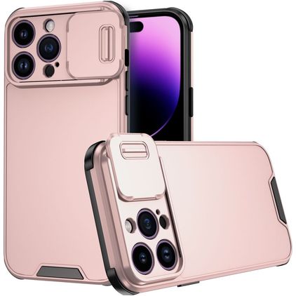 Mobigear Cam Slide iPhone 14 Pro Max Hoesje Hardcase Backcover met Camera Slider - Roségoud