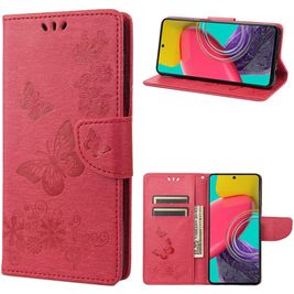 Mobigear Butterfly Samsung Galaxy M53 Hoesje Bookcase Portemonnee - Rood