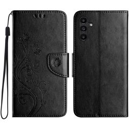 Mobigear Flowers Samsung Galaxy A56 Hoesje Bookcase Portemonnee - Zwart
