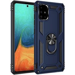 Mobigear Armor Ring Samsung Galaxy A71 Hoesje Hardcase Backcover Shockproof met Ringhouder - Blauw
