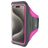 Mobiparts Comfort Fit Telefoonhouder Hardlopen iPhone 15 Pro Sport Hoesje Neopreen Sportarmband - Neon Pink