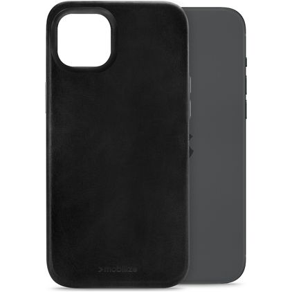 Mobilize Premium iPhone 15 Plus MagSafe Hoesje Echt Leer Backcover - Zwart