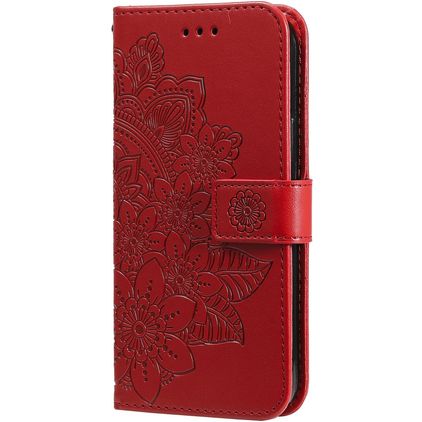 Mobigear Flowers POCO F4 Hoesje Bookcase Portemonnee - Rood