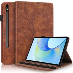 Mobigear Tree Samsung Galaxy Tab S10 FE Plus Hoes Bookcase + Stylus Houder - Bruin