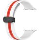 Mobigear Stripe Mag Siliconen Apple Watch Bandje Magneetsluiting - 42/41/40/38 mm - Wit / Rood