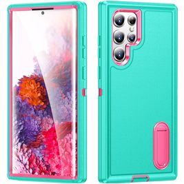 Mobigear Rugged Stand Samsung Galaxy S23 Ultra Hoesje Hardcase Backcover Shockproof met Standaard - Turquoise