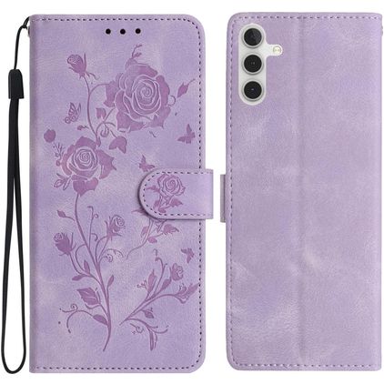Mobigear Flowers Samsung Galaxy A17 Hoesje Bookcase Portemonnee - Paars