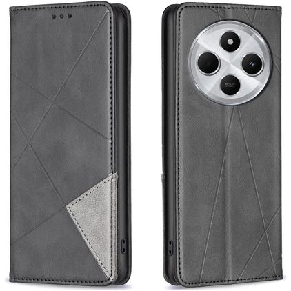 Mobigear Rhombus Slim Xiaomi Redmi 14C Hoesje Bookcase - Zwart
