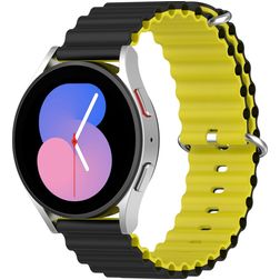 Mobigear Ocean Siliconen Smartwatch Bandje Gespsluiting - Universeel 20 mm aansluiting - Zwart / Geel
