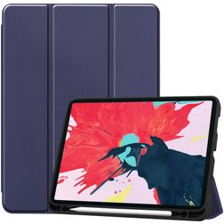 Mobigear Tri-Fold Gel iPad Pro 11 Inch (2020) Hoes TPU,Kunstleer Bookcase + Stylus Houder - Donkerblauw