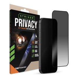 Striker Xtreme Impact Privacy iPhone 16 Pro Max Glazen Screenprotector Privacy - Case Friendly - Zwart