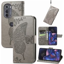 Mobigear Butterfly Motorola Edge (2022) Hoesje Bookcase Portemonnee - Grijs