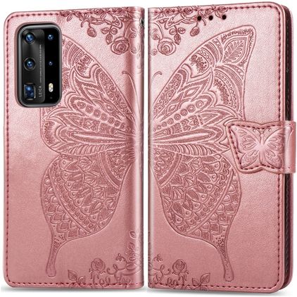Mobigear Butterfly Huawei P40 Pro Hoesje Bookcase Portemonnee - Roségoud