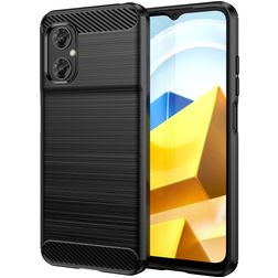 Mobigear Brushed Slim POCO M5 Hoesje Flexibel TPU Backcover - Zwart