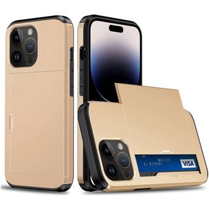 Mobigear Card iPhone 15 Pro Hoesje Hardcase Backcover Shockproof met Pasjeshouder - Goud