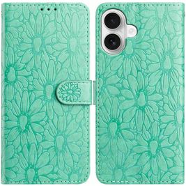 Mobigear Flowers iPhone 17 Hoesje Bookcase Portemonnee - Groen