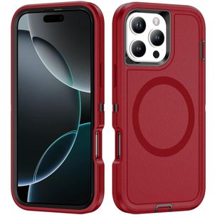 Mobigear Rugged Mag iPhone 16 Pro Max MagSafe Hoesje Hardcase Backcover Shockproof - Rood