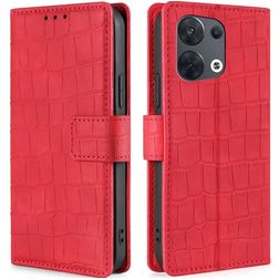 Mobigear Croco OPPO Reno 8 5G Hoesje Bookcase Portemonnee - Rood