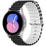 Mobigear Ocean Siliconen Smartwatch Bandje Gespsluiting - Universeel 22 mm connector - Zwart / Wit