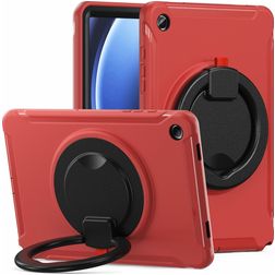 Mobigear RingGuard Samsung Galaxy Tab A9 Plus (2023) Hoes Hard kunststof / Siliconen Backcover + Standaard - Rood