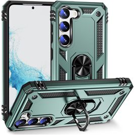 Mobigear Armor Ring Samsung Galaxy S23 Hoesje Hardcase Backcover Shockproof met Ringhouder - Groen