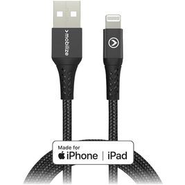 Mobilize Strong Nylon USB-A naar Apple Lightning Kabel MFI 1 Meter - Zwart