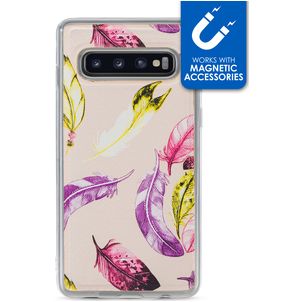 My Style Magneta Samsung Galaxy S10 Hoesje Flexibel TPU Backcover - Feathers