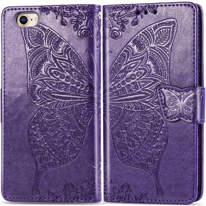 Mobigear Butterfly iPhone 16e Hoesje Bookcase Portemonnee - Paars