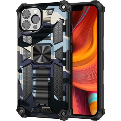 Mobigear Armor Stand iPhone 13 Pro Max Hoesje Hardcase Backcover Shockproof met Standaard - Marineblauw