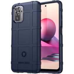 Mobigear Rugged Shield POCO M5s Hoesje Flexibel TPU Backcover Shockproof - Blauw