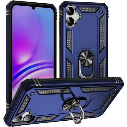 Mobigear Armor Ring Samsung Galaxy A05 Hoesje Hardcase Backcover Shockproof met Ringhouder - Blauw