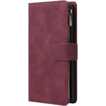 Mobigear Zipper Samsung Galaxy A71 Hoesje Bookcase Portemonnee - Rood