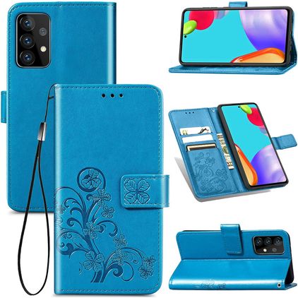 Mobigear Clover Samsung Galaxy A52 Hoesje Bookcase Portemonnee - Blauw