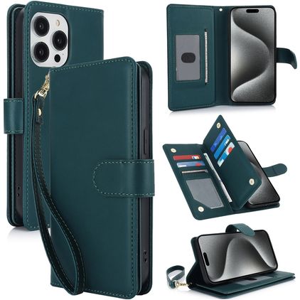 Mobigear Wallet iPhone 15 Pro Hoesje Bookcase Portemonnee - Groen