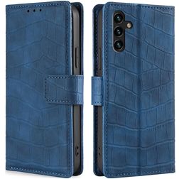 Mobigear Croco Samsung Galaxy A04s Hoesje Bookcase Portemonnee - Blauw
