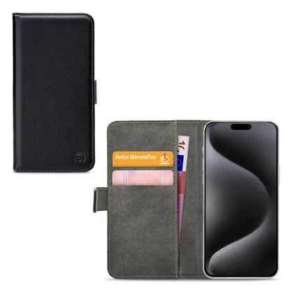 Mobilize Classic Gelly Wallet iPhone 15 Pro Max Hoesje Bookcase Portemonnee - Zwart