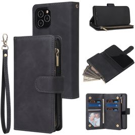 Mobigear Zipper iPhone 12 Pro Max Hoesje Bookcase Portemonnee - Zwart Mobigear Zipper iPhone 12 Pro Max Hoesje Bookcase Portemonnee - Zwart