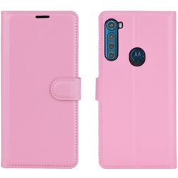Mobigear Classic Motorola One Fusion Plus Hoesje Bookcase Portemonnee - Roze