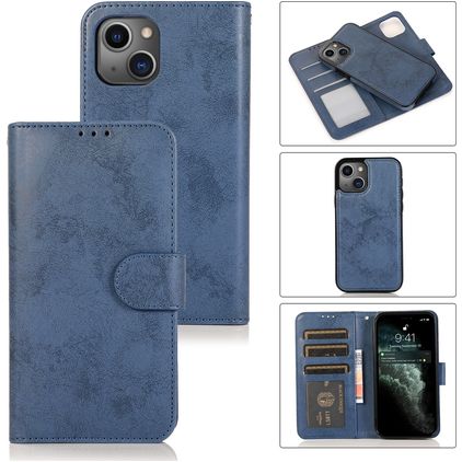 Mobigear Wallet iPhone 15 Plus Hoesje Uitneembare 2in1 Bookcase Portemonnee - Donkerblauw
