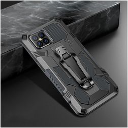 Mobigear Armor Stand iPhone 12 Hoesje Hardcase Backcover Shockproof met Standaard - Grijs