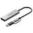 Cygnett Unite 4-in-1 USB-A / USB-C naar USB-C Hub 0,15 m - Zilver