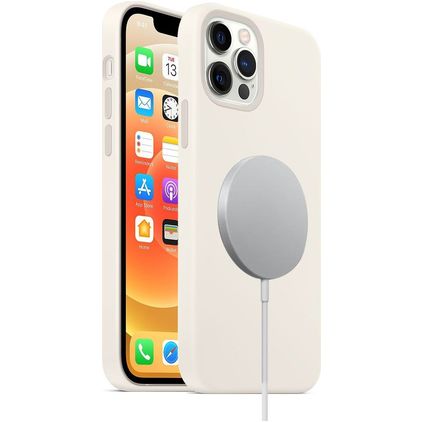 Mobigear Rubber Touch iPhone 12 Pro Siliconen MagSafe Hoesje Backcover - Wit