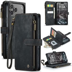 CaseMe C30 iPhone 17 Pro Max Hoesje Bookcase Portemonnee - Zwart