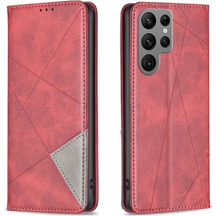 Mobigear Rhombus Slim Samsung Galaxy S23 Ultra Hoesje Bookcase - Rood