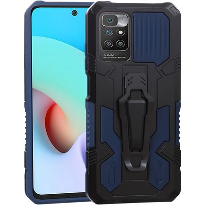 Mobigear Armor Stand Xiaomi Redmi 10 4G Hoesje Hardcase Backcover Shockproof met Standaard - Blauw