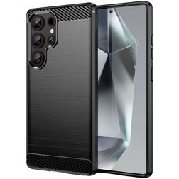 Mobigear Brushed Slim Samsung Galaxy S25 Ultra Hoesje Flexibel TPU Backcover - Zwart